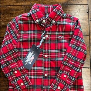 NWT Vineyard Vines boys size 2T red tartan flannel shirt